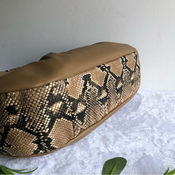 INC International Concepts KJ Wedge Hobo Shoulder Bag, Snake Trim Camel, NWT - Picture 4 of 7